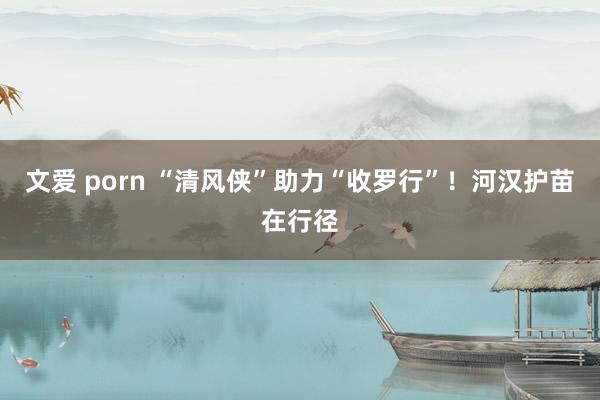 文爱 porn “清风侠”助力“收罗行”！河汉护苗在行径