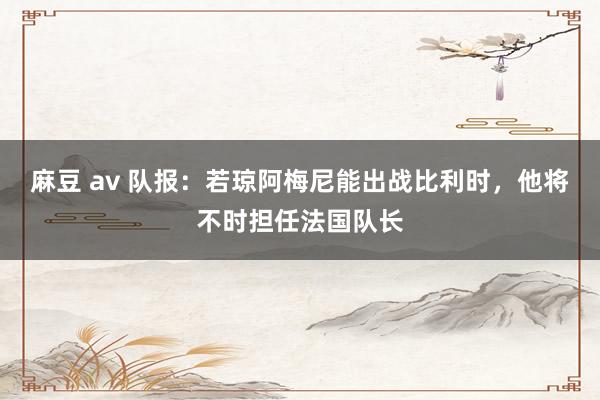 麻豆 av 队报：若琼阿梅尼能出战比利时，他将不时担任法国队长