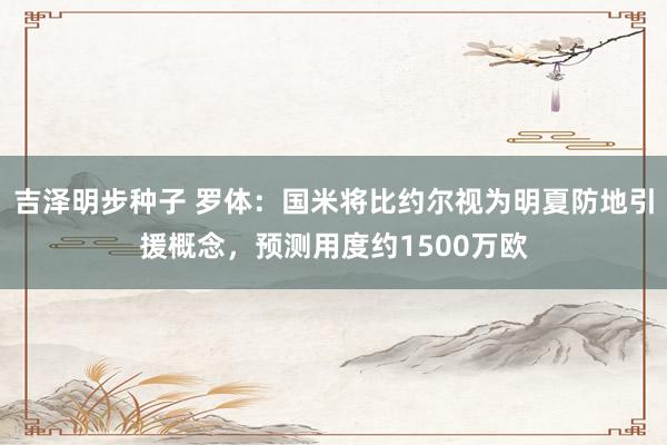吉泽明步种子 罗体：国米将比约尔视为明夏防地引援概念，预测用度约1500万欧