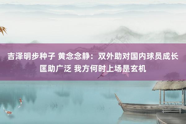 吉泽明步种子 黄念念静：双外助对国内球员成长匡助广泛 我方何时上场是玄机